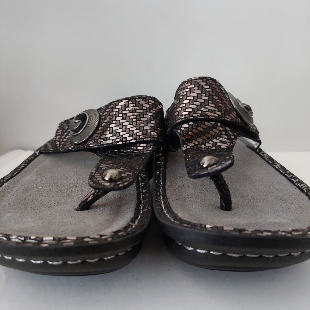 Alegria Black and Silver Woven Sandals - Picture 2 of 8